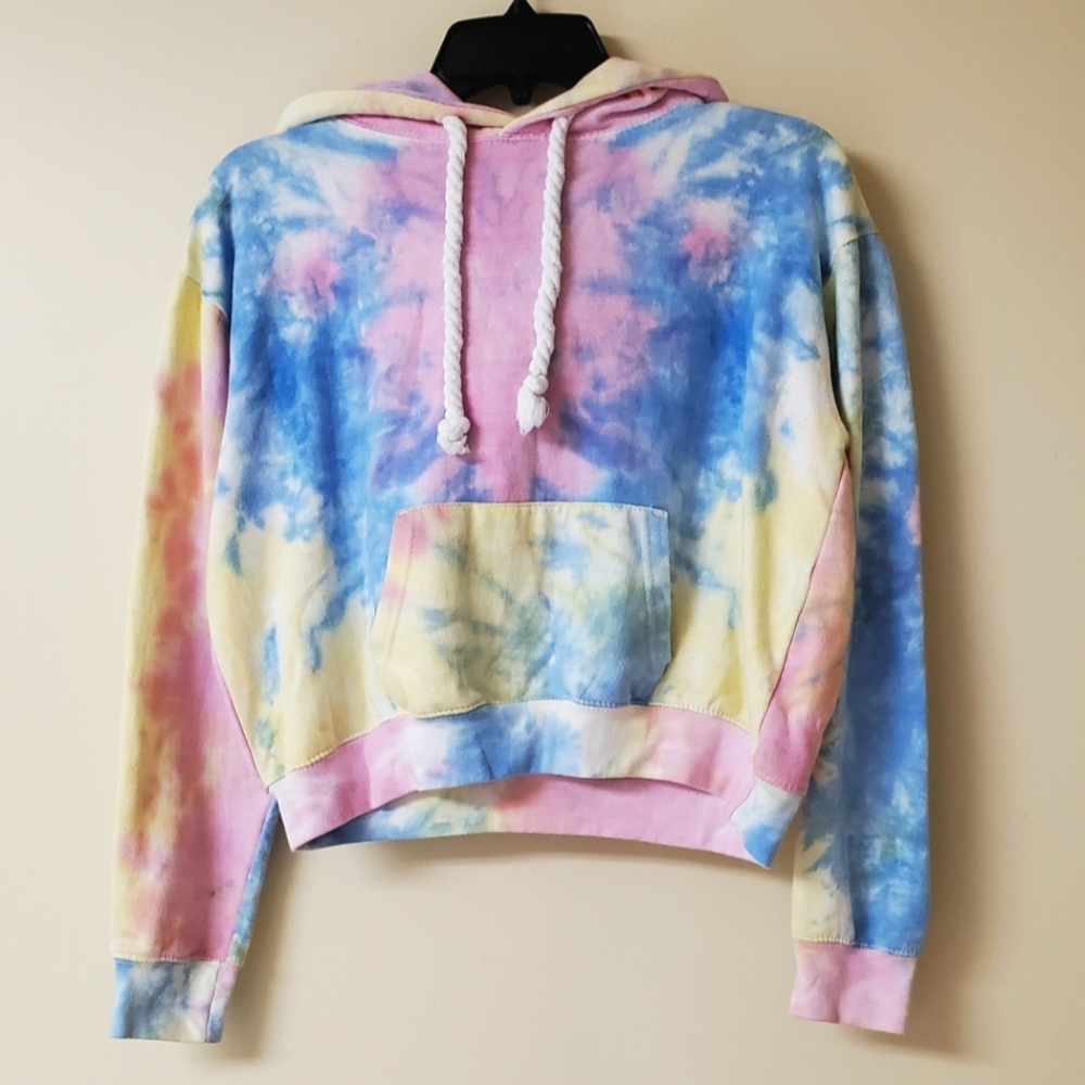 Rainbow tie dye Cropped Hoodie Sweatshirt